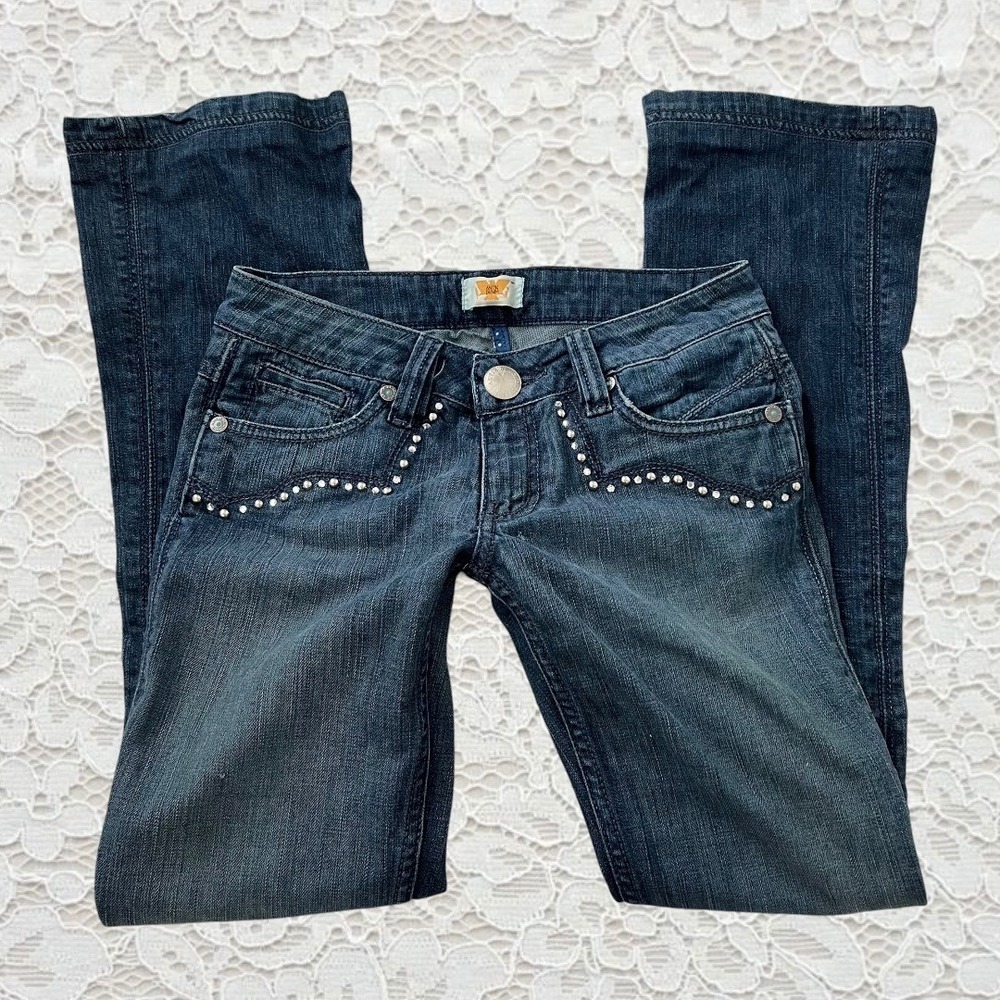 vintage low rise cyber y2k studded bootcut‎ jeans
